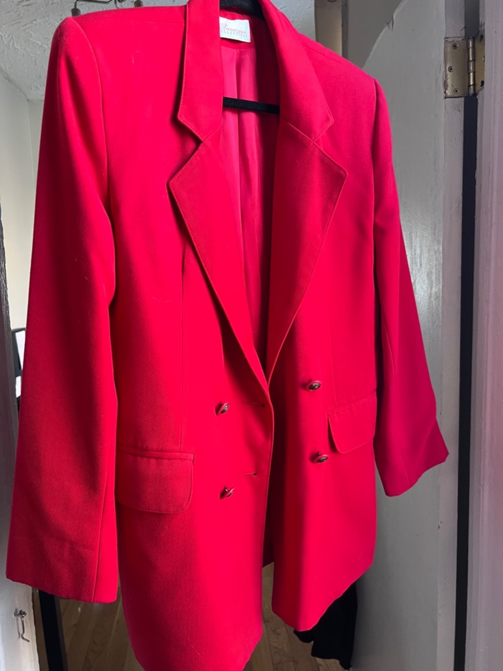 Vintage Bright Red Double-Breasted Women's Blazer